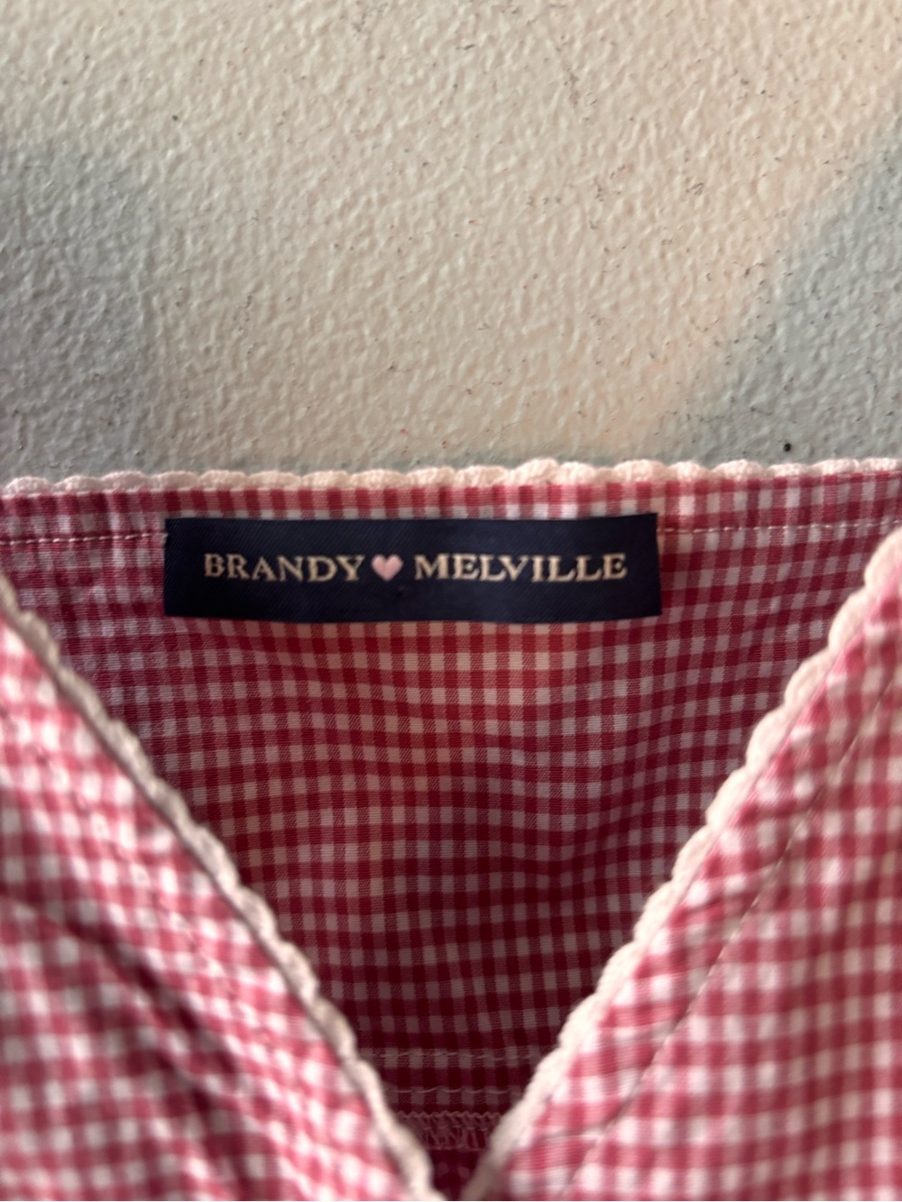 Brandy Melville Edith Red Gingham Babydoll Mini Dress Coquette - Picture 5 of 8